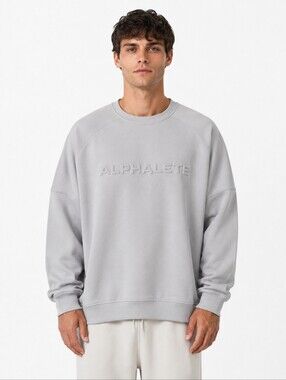 Alphalete Men's Embossed Logo Oversized Crewneck Sweatshirt Gray Medium NWOT